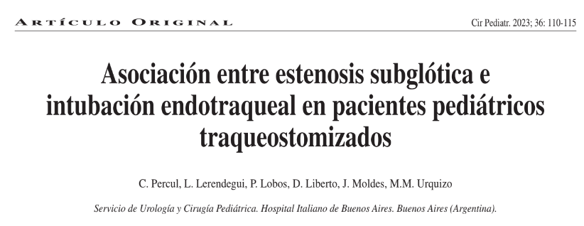 carolinapercul's tweet photo. Publicación en la Revista Española de Cirugía Pediátrica:  

ASOCIACIÓN ENTRE ESTENOSIS SUBGLÓTICA E INTUBACIÓN ENDOTRAQUEAL EN PACIENTES PEDIÁTRICOS TRAQUEOSTOMIZADOS  

DOI:10.54847/cp.2023.03.02 

@SECIPE https://t.co/1Mw5n4EY7X