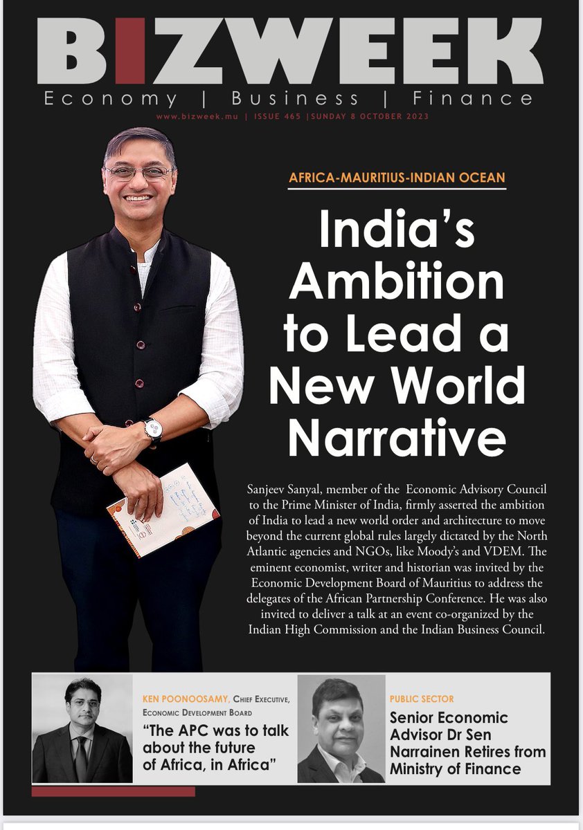 MsMSaxena's tweet image. “India 🇮🇳 ambition to lead a new world narrative” by Mr. @sanjeevsanyal top story at #BizWeek Talk hosted by @IBCmauritius in collaboration with @HCI_PortLouis talk by Mr. Sanyal was enlightening n inspiring 🙏🏻👍🏻 Thank you once again for giving us opportunity to learn from you..