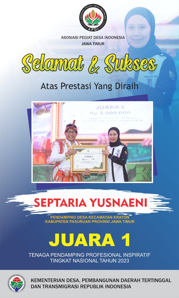 NurulHi30418196's tweet photo. Selamat dan sukses sahabat Septaria Yusnaeni
#SeptariaYusnaeniKeren
#Juara1TPPInspiratif

@halimiskandarnu
@Kemendespdtt
@malik_haramain
@imansyukri
@taufikmadjid71
@yusradaridesa 
@azzameldzikrie 
@tppkemendes
@Septaria_Yus
@WillyamBrams
@Arie_Asharie https://t.co/OO7NSSy7Gr