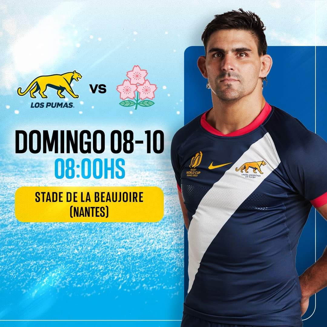 GiulioOdino's tweet image. #RugbyWorldCup2023 / #PoolD

El último de fase de grupos!
#LosPumas vs #Japan
📆 Domingo 08 / 🕗 08:00 hs. 
#ESPN / #StartPlus

#ARGvsJPN
#RugbyWorldCupFrance2023
#StadeDeLaBeaujoire
#SomosLosPumas
#PorLaGloria
#VamosLosPumaaasss
#WorldRugby