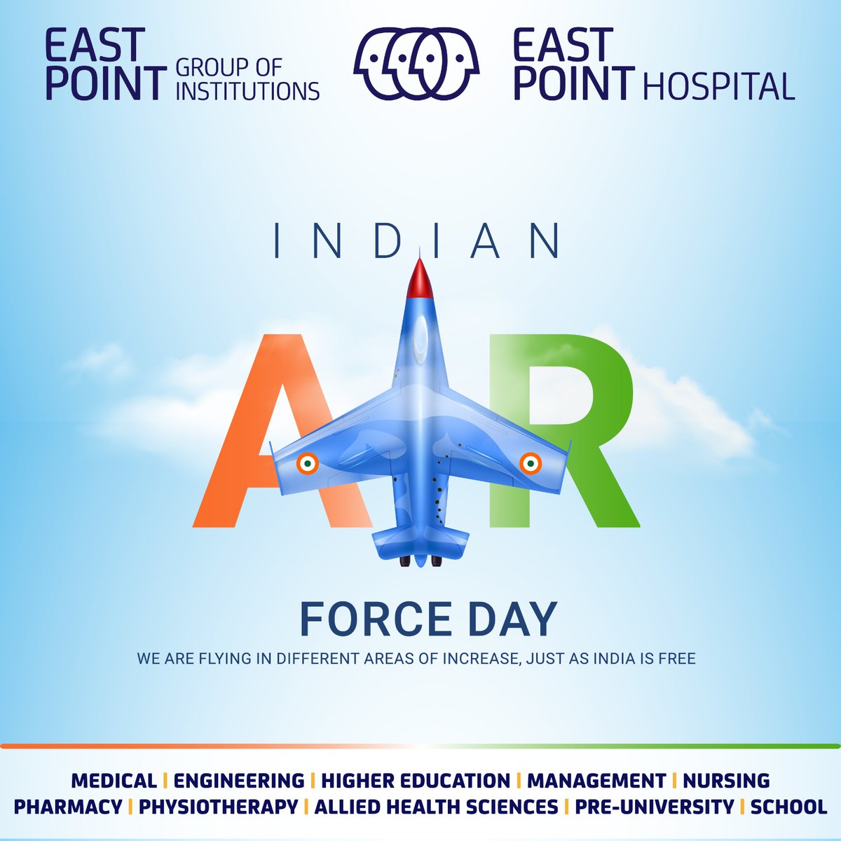 EastPoint_Colgs's tweet photo. In the realm of blue, they guard and they soar. 

Happy Indian Air Force Day to the fearless protectors!🌌🛫 

#AirWarriors #IAFDay #IndianAirForceDay #AirForceDay
#India

#EPGI #EastPointCollege #EastPointGroupofInstitutions https://t.co/cqSylihr3J