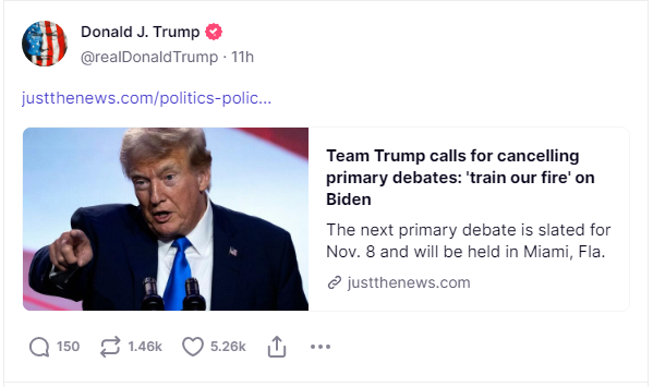 Donald doesn't want any more debates.