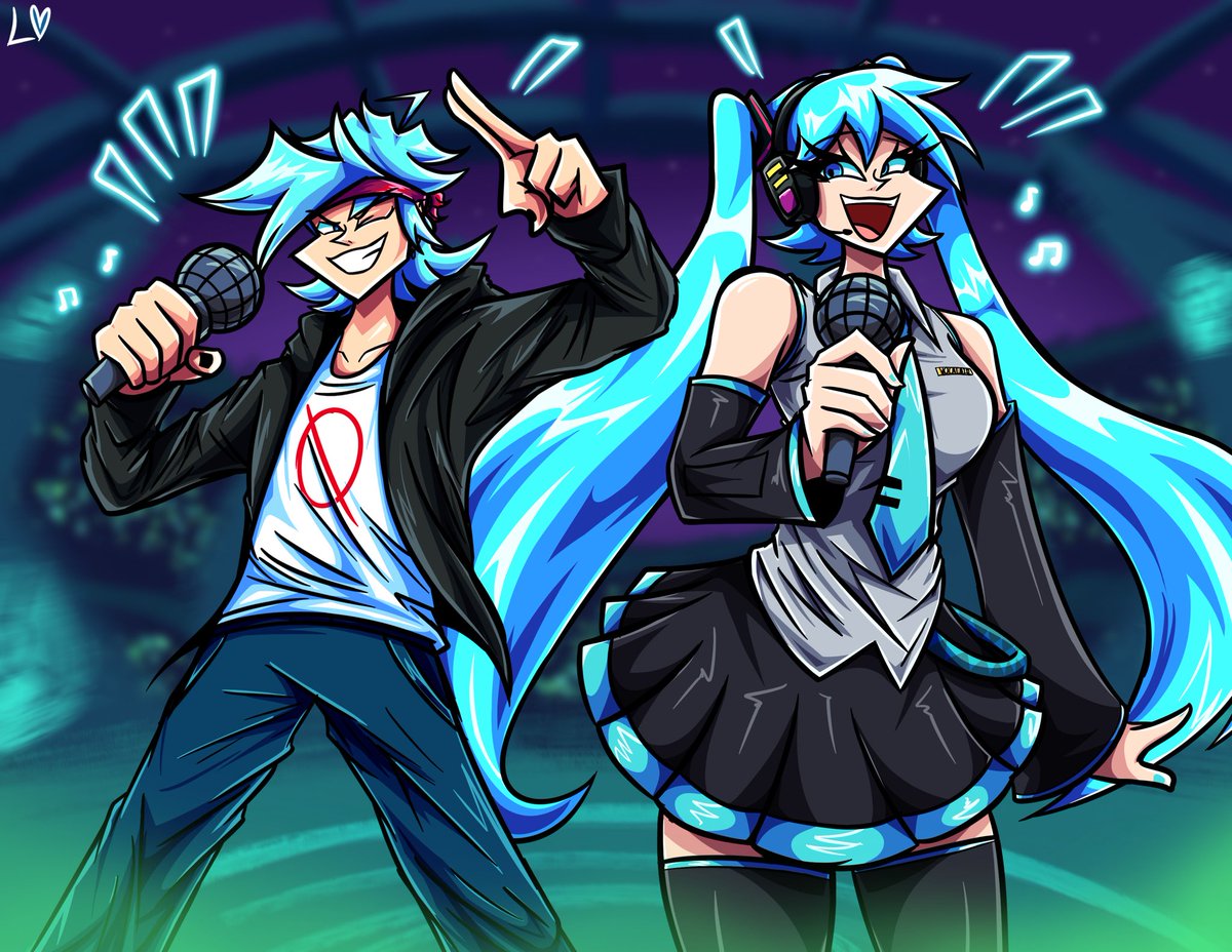 LeonSan43523247's tweet image. Bf and Miku at a concert lol ^^

#fridaynightfunkin
#fnfboyfriend 
#HatsuneMiku 
#hatsunemikufanart
#fnffanart
