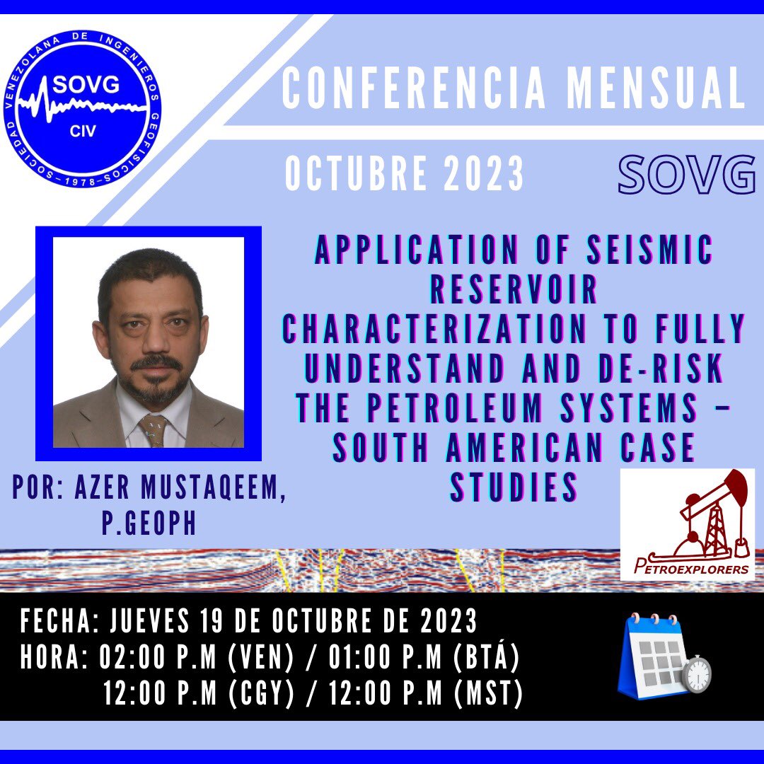 La SOVG se complace en invitar cordialmente a toda la comunidad geocientífica a la décima Conferencia Mensual de este año 2023

📅Fecha: Jueves 19 de octubre de 2023

🕑Hora: 02:00 P.M (VEN) 🇻🇪

📌Link de registro: forms.gle/5zk83cc32d3UB7…