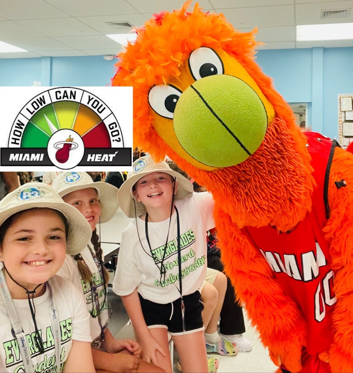 MrsMoorman1's tweet photo. Grateful to host @MiamiHeat's Burnie to kick off #HowLowCanYouGo challenge! THANK YOU to amazing guests: @SuptlicataP @debbi_hixon @sleuthacademy @BrowardSTEM @PlantationFLA! Kudos to the incredible students, staff, admin &amp; PTA @CentralPark for our sustainability efforts! https://t.co/AhrVYJCnU4