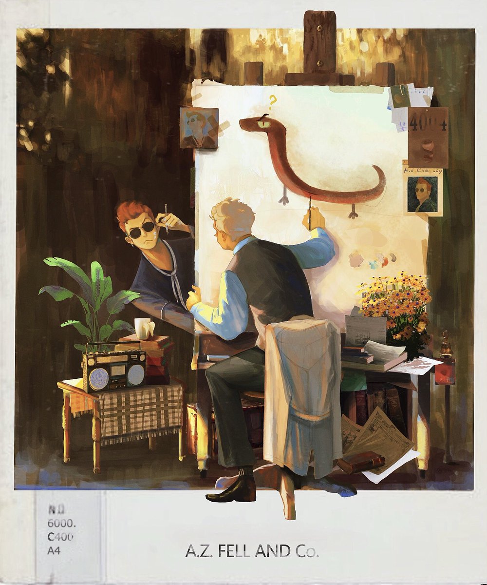 #GoodOmensFanArt #GoodOmens #Crowley #Aziraphale 
When they try to draw each other be like: