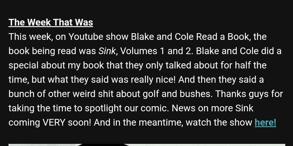 I made it into a <a href="/johnlees927/">John Lees</a> newsletter again! Possibly the best review of <a href="/ColeComicClaims/">Cole's Comics</a> &amp; I's show ever.

He also talks about Autopsy of Jane Doe, one of my favorite horror films.