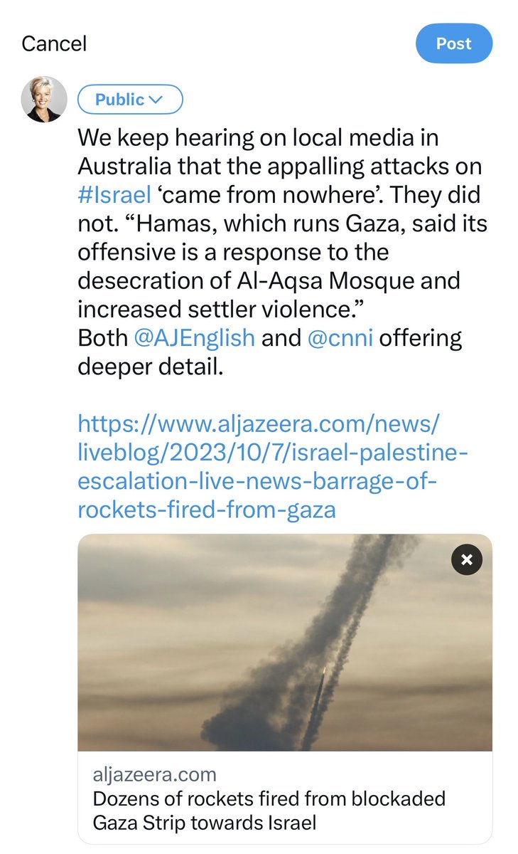 TraceyLeeHolmes's tweet image. Hey @X , why won’t you let me send a post pointing people in Australia to a fuller and more complete coverage of the #Israel #Gaza situation than what is being offered up on local media?