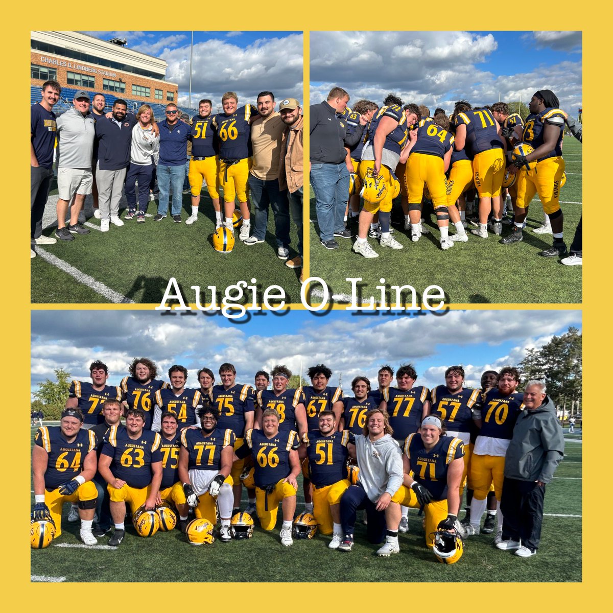 Augie O-Line paves the way to victory! Awesome to see former Vikings @ HOCO today. #AugieILfootball