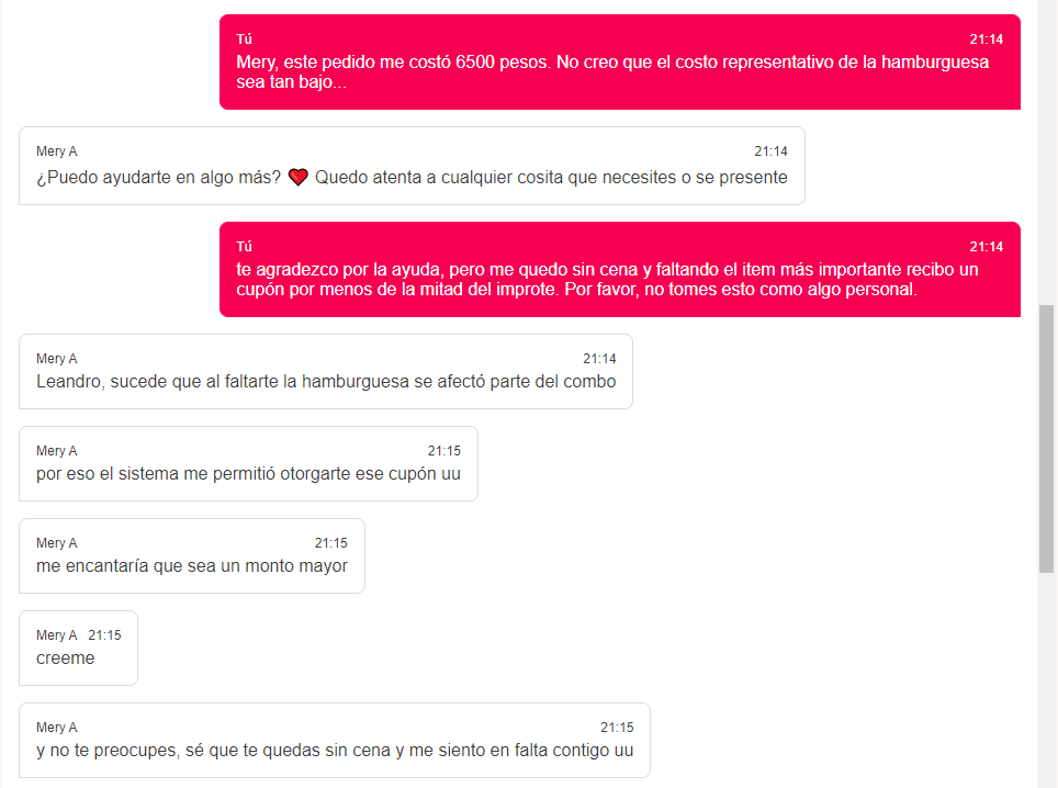LeanYaEstaUsado's tweet photo. @pedidosya Hago un pedido, llega incompleto, me reconocen un tercio del importe (el item faltante era el más importante) y encima me dan un cupón por un importe inferior al informado en el chat. Son pésimos. Voy a pagar Prime de Rappi, que hacen las cosas mejor. https://t.co/M7XHqD84Y6