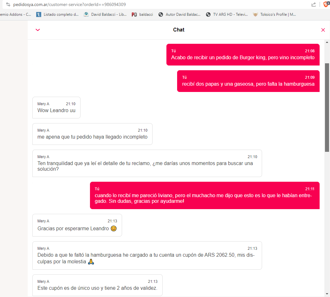 LeanYaEstaUsado's tweet photo. @pedidosya Hago un pedido, llega incompleto, me reconocen un tercio del importe (el item faltante era el más importante) y encima me dan un cupón por un importe inferior al informado en el chat. Son pésimos. Voy a pagar Prime de Rappi, que hacen las cosas mejor. https://t.co/M7XHqD84Y6