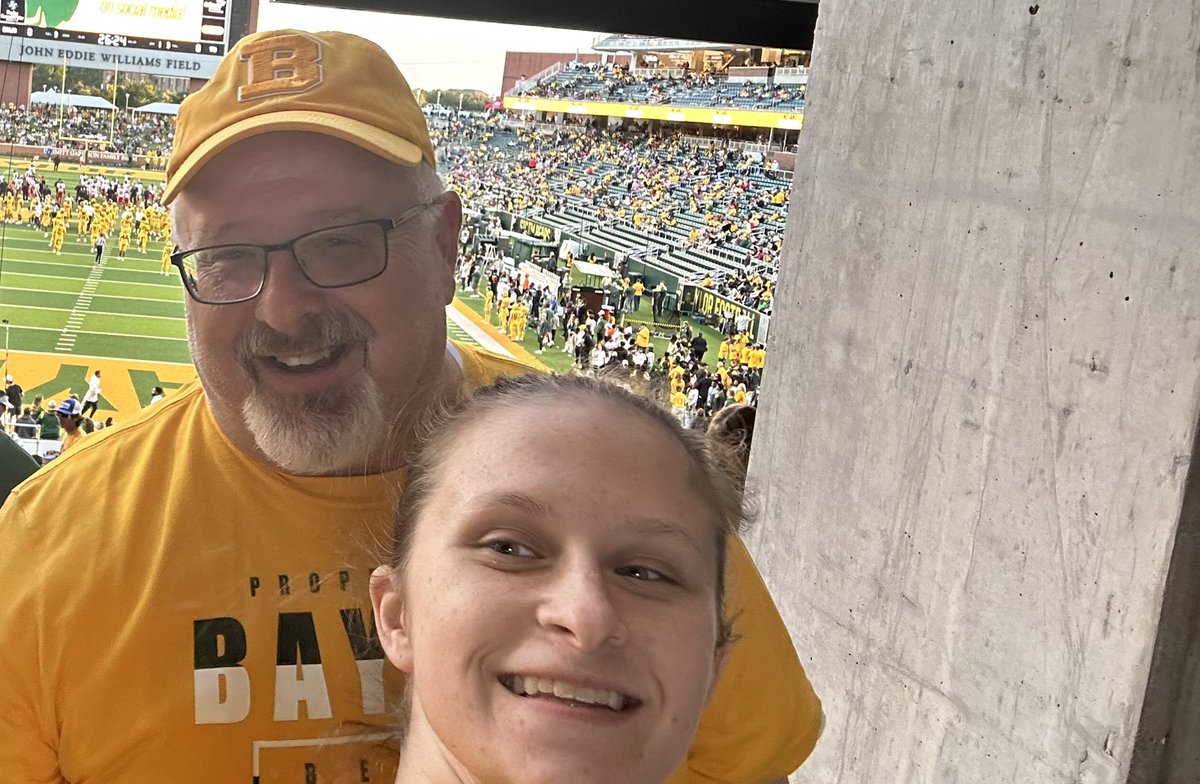 cp6crew's tweet photo. Happy 23rd anniversary honey I’m at the Baylor game with our daughter #sicem #sictech https://t.co/Bqo1Kz0kB4