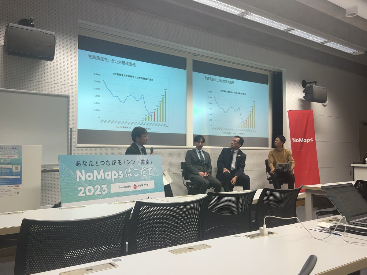 Nomaps初日終了。
大泉市長から始まり、八雲と江差の町長たちで終わる、首長の多いセッションでしたが、良い感じでローカルプレイヤーも混ざり楽しい内容となりました。
モデレーター中々緊張しましたが、楽しくやらせてもらえて良い経験でした。
今日もまた続きます！
是非未来大学へ！