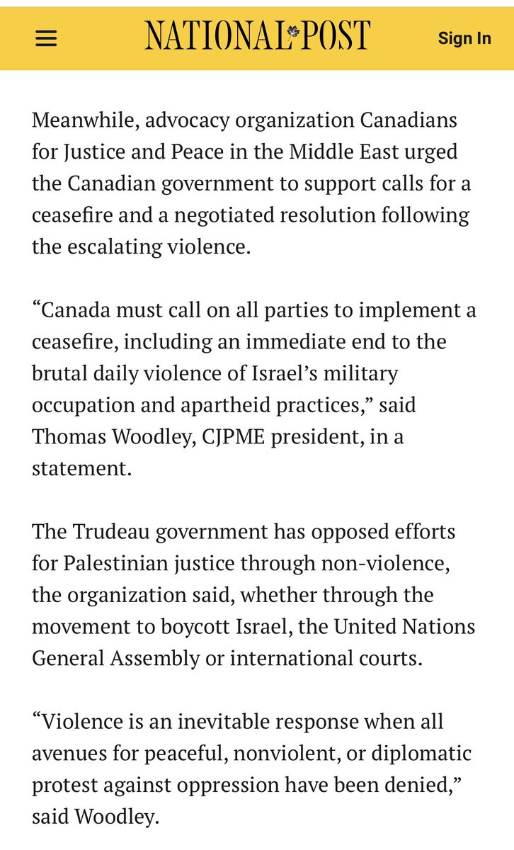 CJPME’s @thomaswoodley1 was quoted in this Canadian Press story in the National Post (and elsewhere). Canada must call for a ceasefire in Palestine-Israel, including an immediate end to the daily brutal violence of Israeli occupation and apartheid. nationalpost.com/pmn/news-pmn/c…