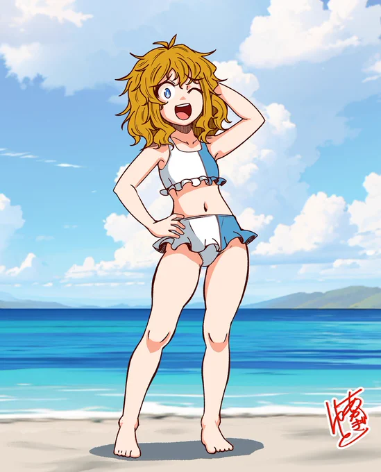 Skebリクエストで水着公恵さんを描きました! 秋までお待たせして申し訳ない!!!