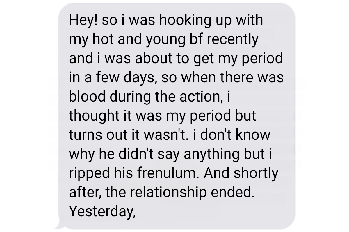 TabooTextsx's tweet image. OMG 🙈💔 When you think it's that time of the month but it's actually something else! 😱💦 Talk about a bloody surprise! 😳😭 Don't worry, girl, you deserve someone who can handle the flow! 💁‍♀️✨ #PeriodProblems #RelationshipWoes #SundayVibes