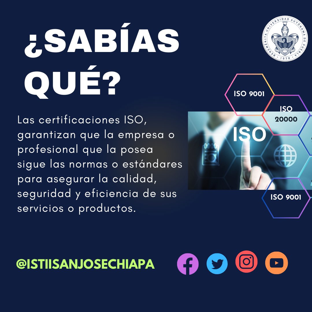 IstiiSan's tweet photo. Una de las cosas más llamativas de las normas ISO es que son aceptadas a nivel mundial.

#crc #buap #ISTII #iso #aprobado https://t.co/ntXSgEvOtw