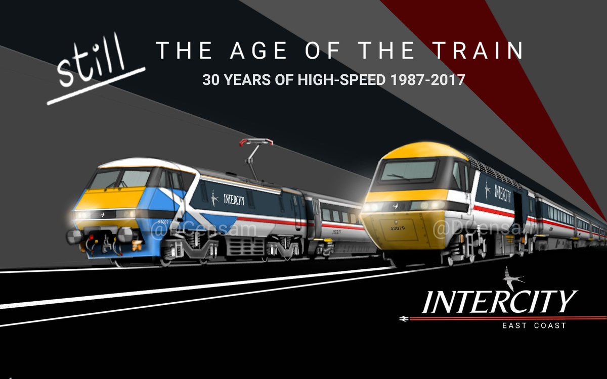 #whatcouldhavebeen InterCity East Coast 30th anniversary poster c. 2017

#britishrail #intercityswallow #intercity125 #HST #intercity225 #class91 #flyingscotsman