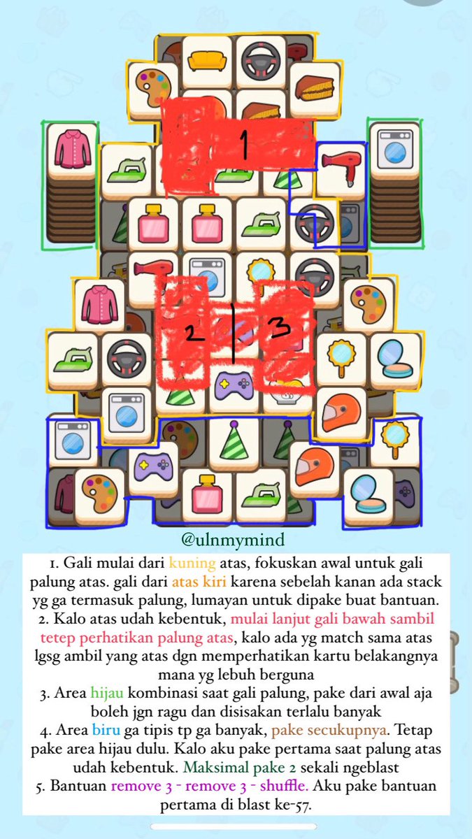 ulnmymind's tweet photo. Cocoki 8 Oktober 2023
Hari ini menurutku masih cukup gampang, menang dipercobaan kedua. Kalo bentuk palung kek gini biasanya aku fokusin di palung yg lebih ribet.
Here’s the tips n video 4 today’s cocoki
#DEMAMCOCOKI
Good luck✨
Details on photos & next tweet 👇🏻 https://t.co/ZDhnuCcQ3j