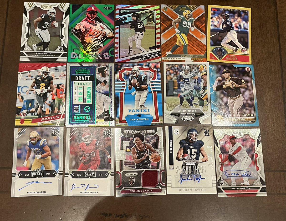 Gioscards's tweet photo. $1 per or $12 for all
White /399
Dejong /199
Yelich /2021
Wyatt /99
Hunter /2003
Machado /499
Aiyuk /399
Blackmon /299
Newton /49
Witten /499
@sports_sell 
@SportsSell3 https://t.co/MJILrwvSxn