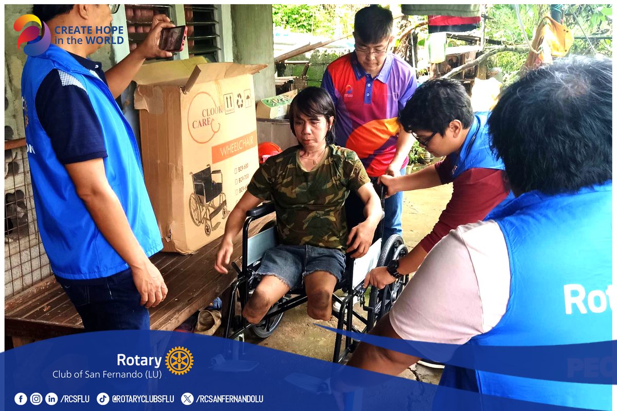 RCSanFernandoLU's tweet photo. September 7: In our ongoing mission to spread compassion and make a difference, our club proudly conducted the 2nd Pilid Ti Ayat wheelchair donation event for this Rotary year at Barangay Tanqui where we have given 2 wheelchairs to deserving individuals. https://t.co/nEUgXP6Kes