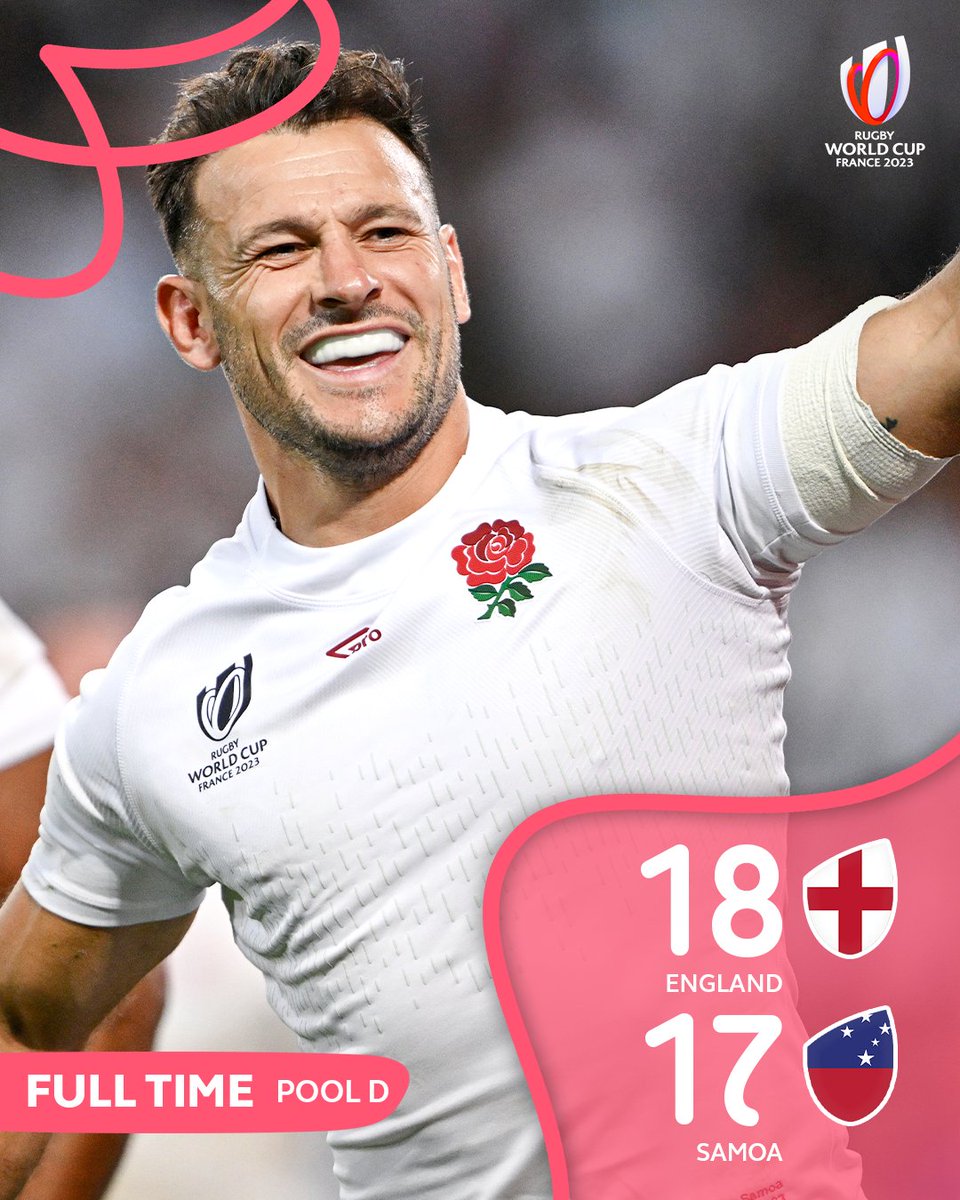 GiulioOdino's tweet image. #RugbyWorldCup2023 / #PoolD

#Samoa vs #England  17-18
#England viene de atrás para lograr una emocionante victoria por 1 punto y permanecer invicto en el Rugby World Cup 2023! 

#SAMvsENG
#RugbyWorldCupFrance2023
#StadePierreMauroy
#WorldRugby