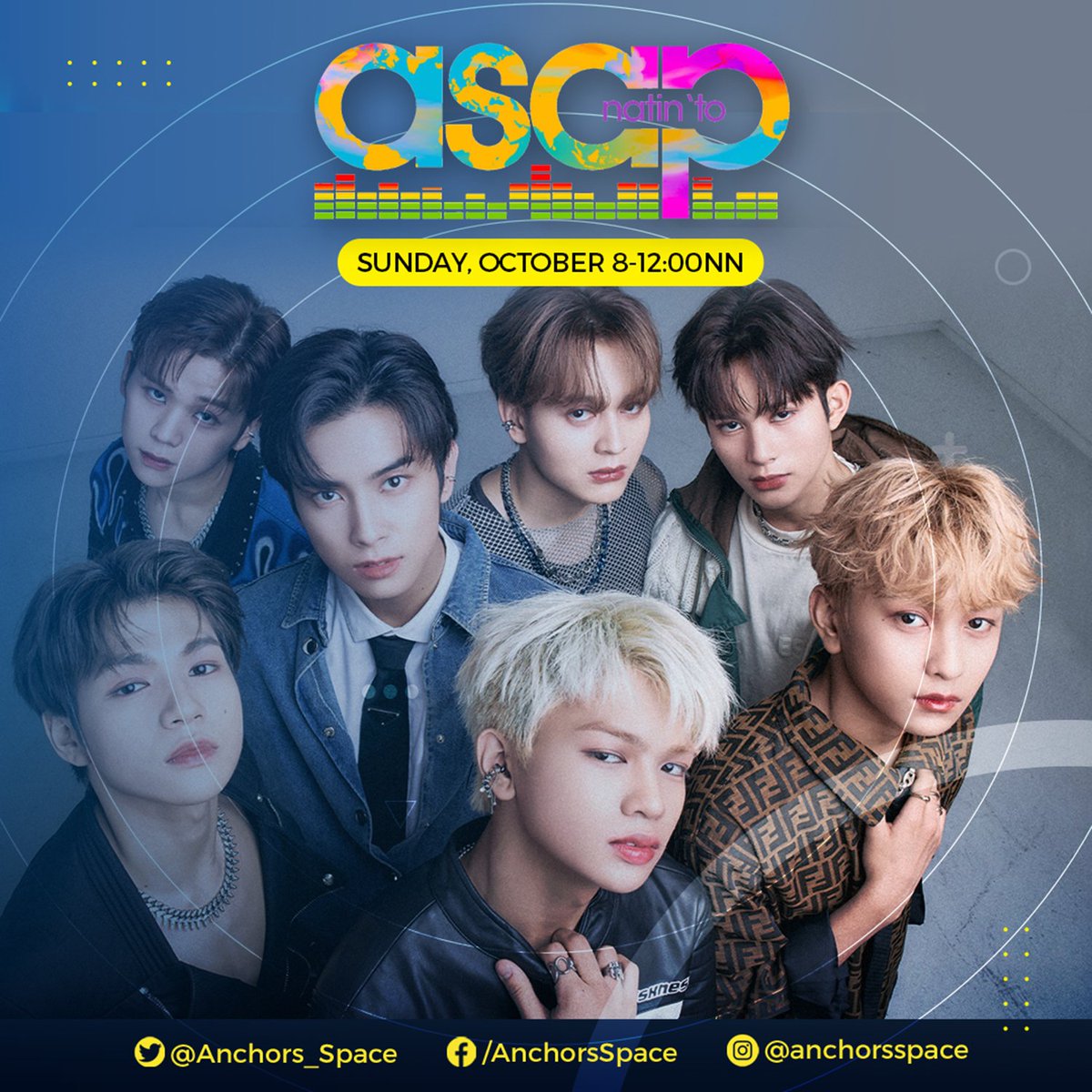 Anchors assemble! Catch HORI7ON as they perform live today at ASAP Stage, 12 noon. Let's show them our support by tuning in with the loudest cheers to our boys! HORI7ON NATIN TO #HORI7ON_On_ASAPLIVE #HORI7ON #호라이즌 #WeAreOneForSeven @HORI7ONofficial @HORI7ON_twt