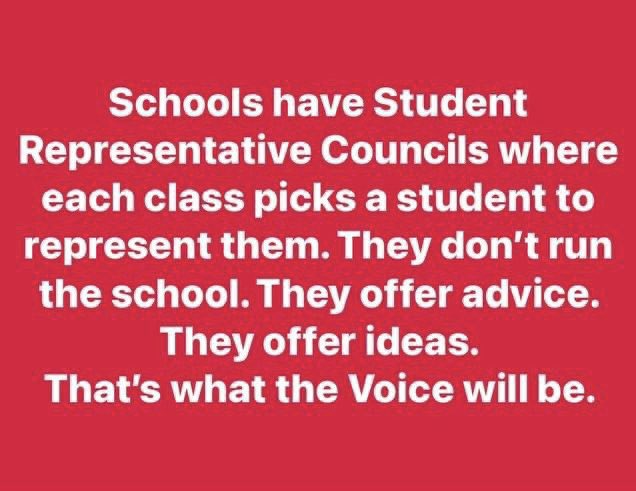 It’s not rocket science. It’s an advisory body. The reason we need it in the constitution is to bind future governments to keep listening. Don’t overthink it. Vote Yes