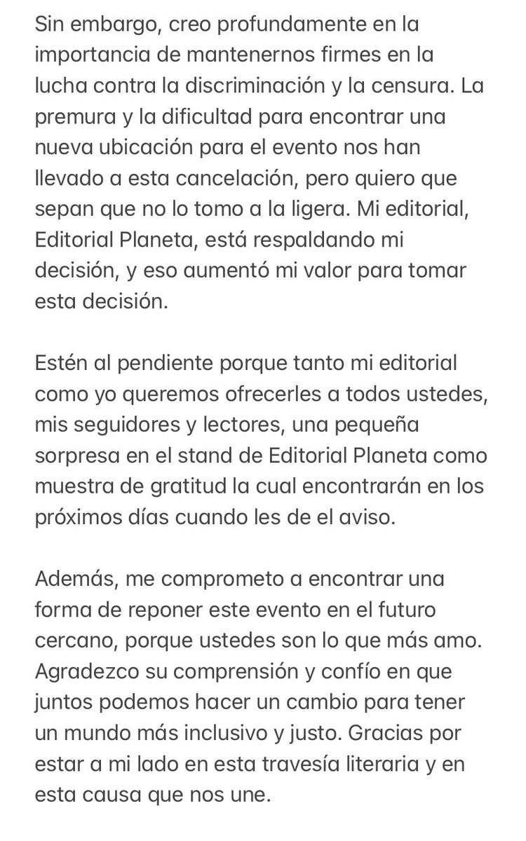 RaizaRevelles's tweet image. Debido a lo acontecido en la @FeriaLibroMty quiero darles este comunicado importante. Agradezco a @PlanetaLibrosMx su apoyo en mi decisión