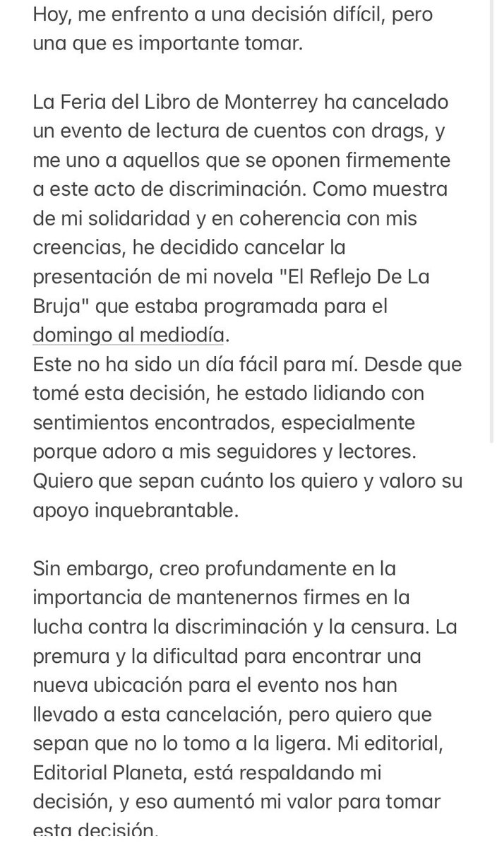 RaizaRevelles's tweet image. Debido a lo acontecido en la @FeriaLibroMty quiero darles este comunicado importante. Agradezco a @PlanetaLibrosMx su apoyo en mi decisión