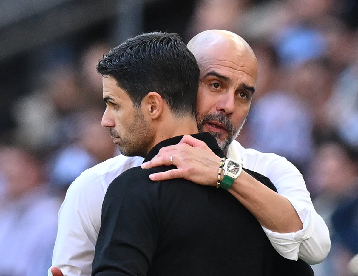 FabrizioRomano's tweet photo. 🔴⚪️ Guardiola on Arteta: “He’s a guy who is so demanding with the board”.

“He’s like: give me money, money to spend! He has this talent, too”.

“Sometimes it’s more like: Okay, what the club decides. He pushes everyone”, Pep says via @BeanymanSports. https://t.co/xWIGMbNdM8