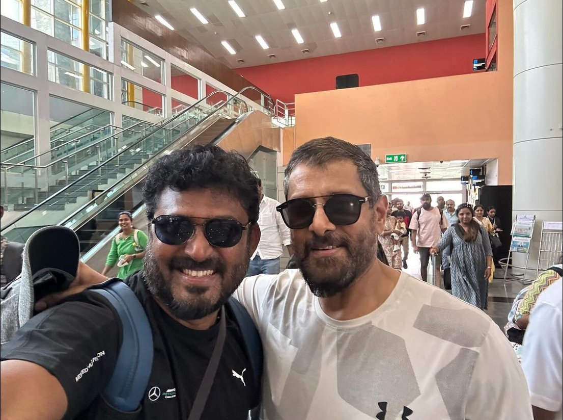 Our  @chiyaan ❤️🛐recent click 😍 with #Thangalaan stunt master #StunnerSam 💥❤️