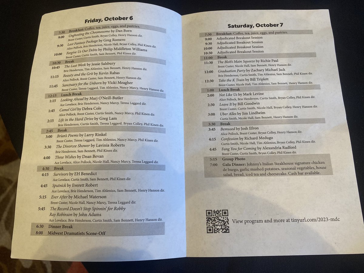 I had an amazing few days at the Midwest Dramatists Conference. It was great to see a staged reading of my play, “The Record Don’t Stop Spinnin’ for Robby Ray Robinson,” with a talented cast of all-star actors. Thank you, <a href="/MidwestDrama/">Midwest Dramatists</a>!