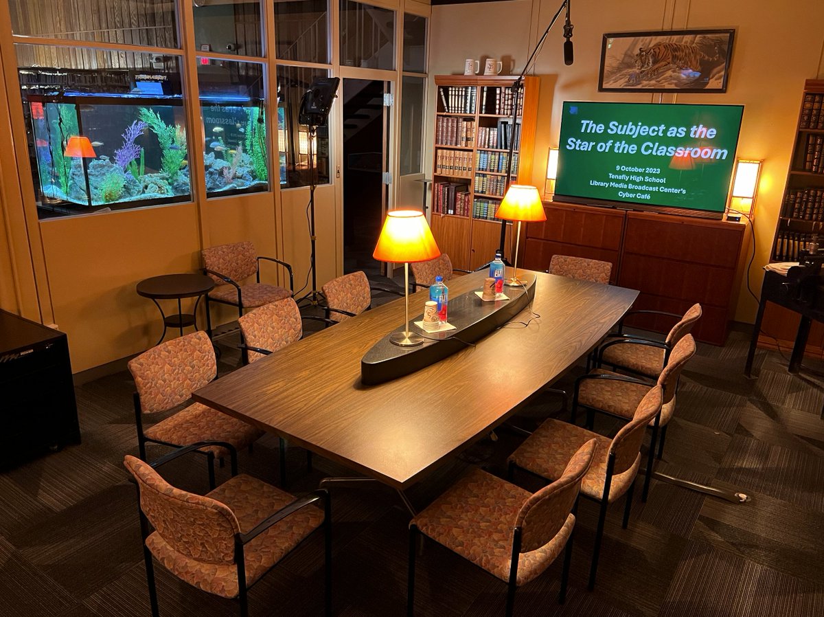 Preparing library's Cyber Cafe, detailing plans to provide memorable&amp;positive experience participants in "The Subject the Star of the Classroom" for Tenafly Public School's Prof. Day, Monday. <a href="/TenaflySchools/">Tenafly Public Schools</a> #TeamTenafly <a href="/GmabejJeff/">Jeff Gorman, Ed.D</a> <a href="/FirstLadyNJ/">Tammy Murphy</a> <a href="/THS_VP/">THS_VP</a> <a href="/tenaflyHSHSA/">Tenafly High_HSA</a>