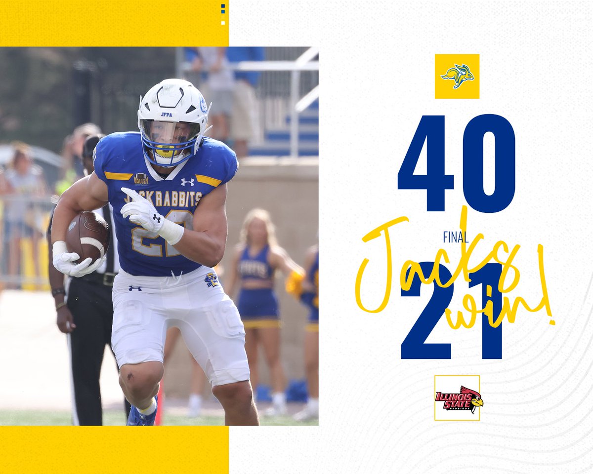 FINAL | South Dakota State rushes for 374 yards in road win at Illinois State ... Jacks host Northern Iowa Oct. 14 for Hobo Day (2 p.m. kickoff)
#GoJacks 🐰🏈