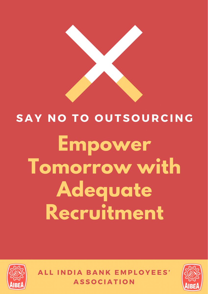 #2LakhBankJobs
<a href="/PMOIndia/">PMO India</a> <a href="/ChiefIba/">IBA_Chief_Executive</a> <a href="/FinMinIndia/">Ministry of Finance</a> 
We demand adequate recruitment and oppose outsourcing in public sector bank.