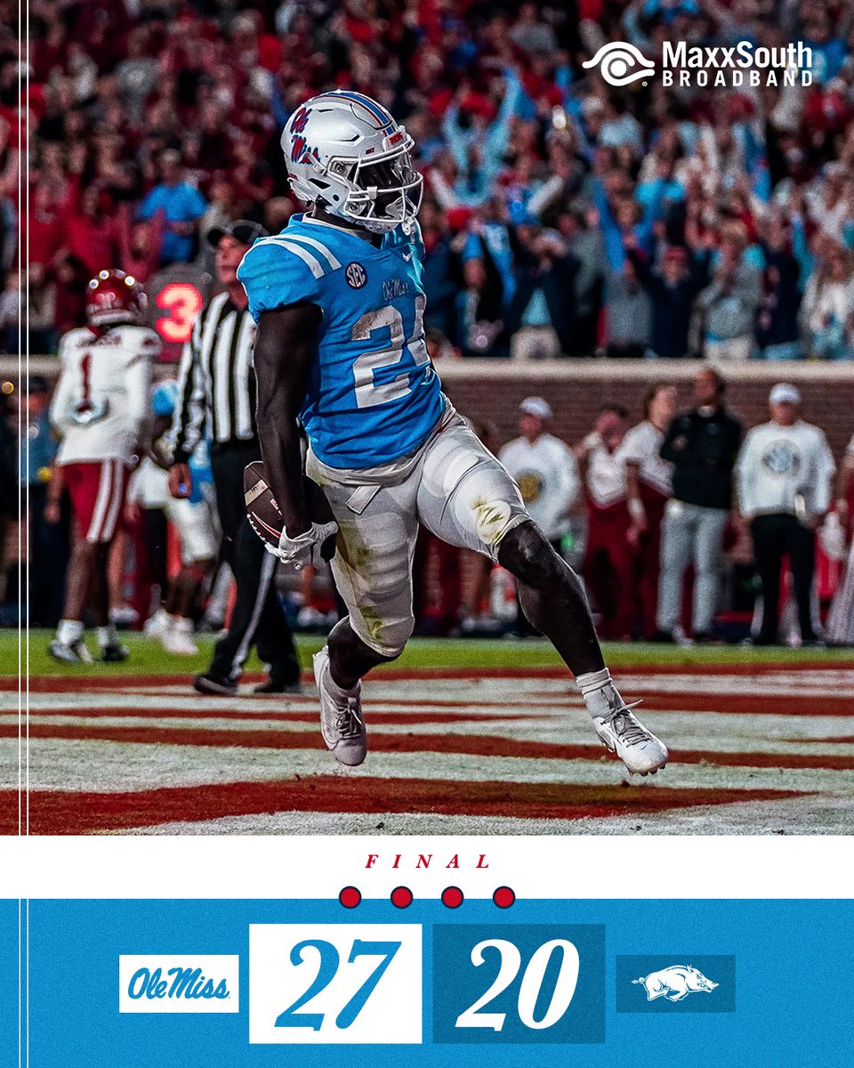 OleMissFB's tweet photo. Rebs Outlast the Hogs https://t.co/JZLdKAtkwj