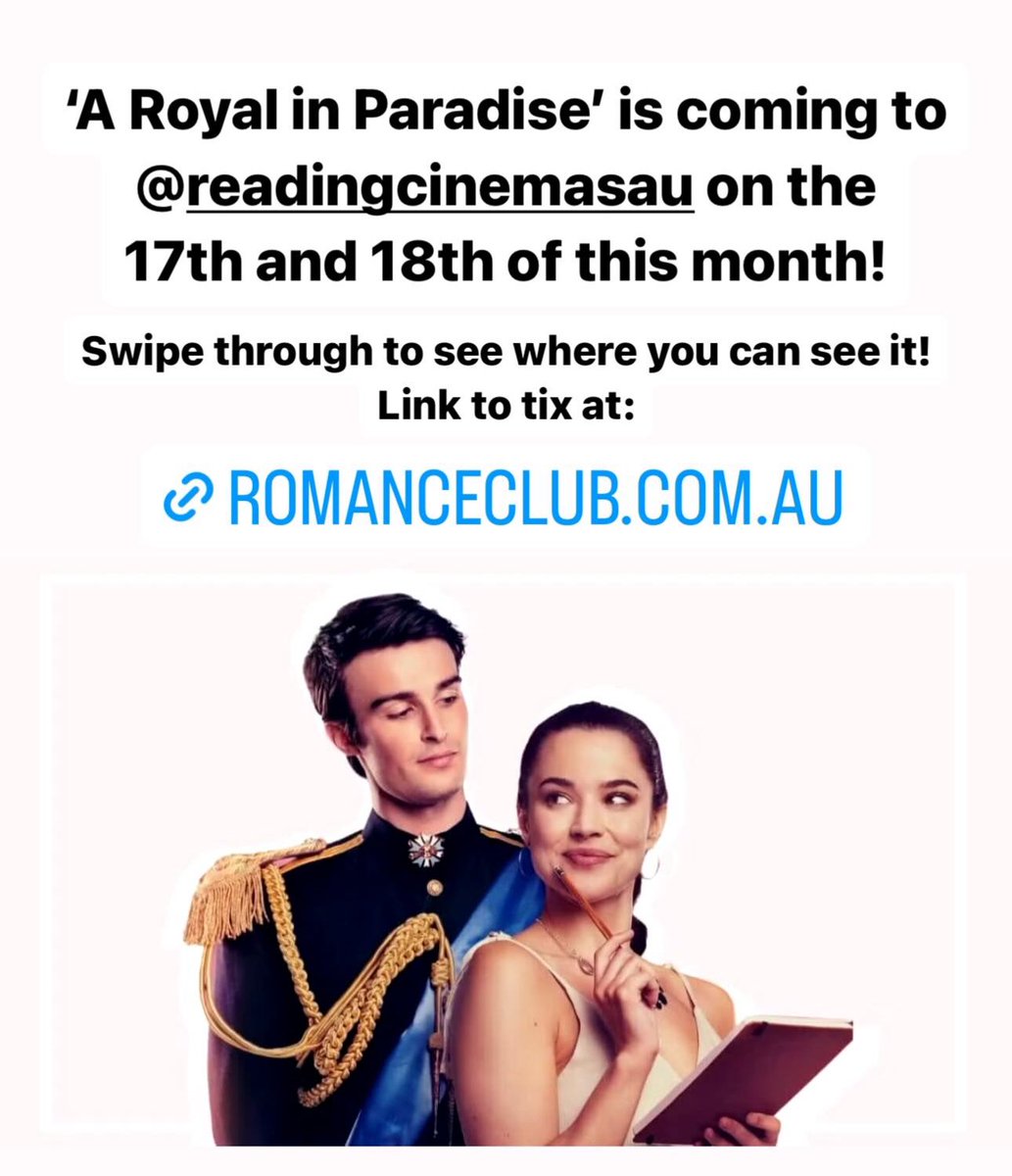 Aussie audiences! Grab tickets to #ARoyalinParadise in the comments! In cinemas Oct 17 + 18! @Screeninc_tweet