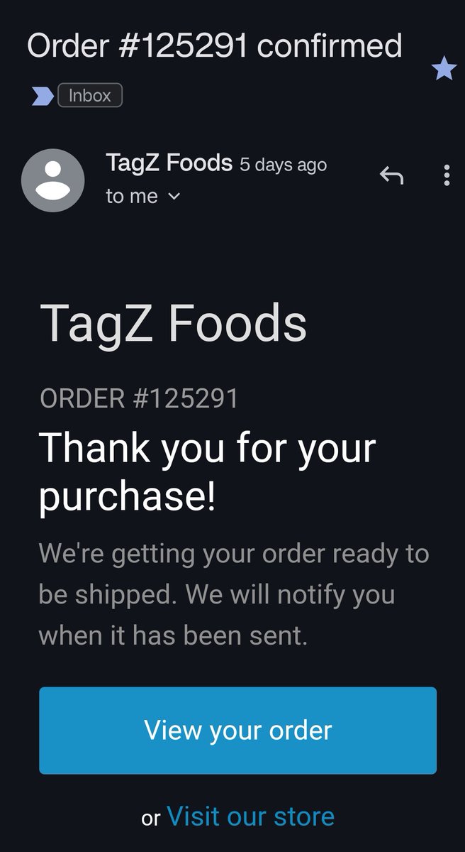 P_Mish_'s tweet photo. @tagzfoods_ are you out of business? I have tried to contact you several times regarding my order but no response. I would really like to know why I can't track my order or whether it will be delivered or not. https://t.co/aKLboRqBaM