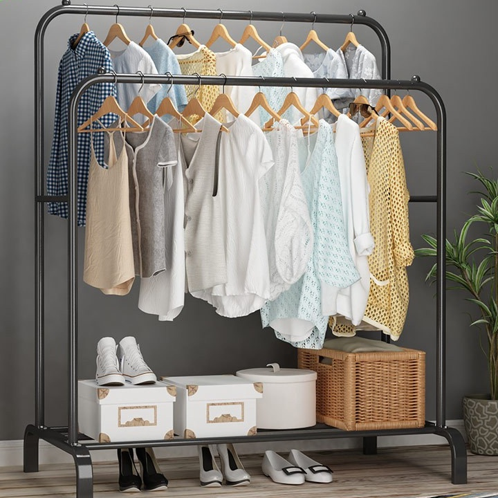 ราวตากผ้า ราวตากผ้าบาร์คู่ พร้อมชั้นวางของ ราวแขวนผ้า(K-302)
ดูสินค้า shope.ee/8KNv41neVU