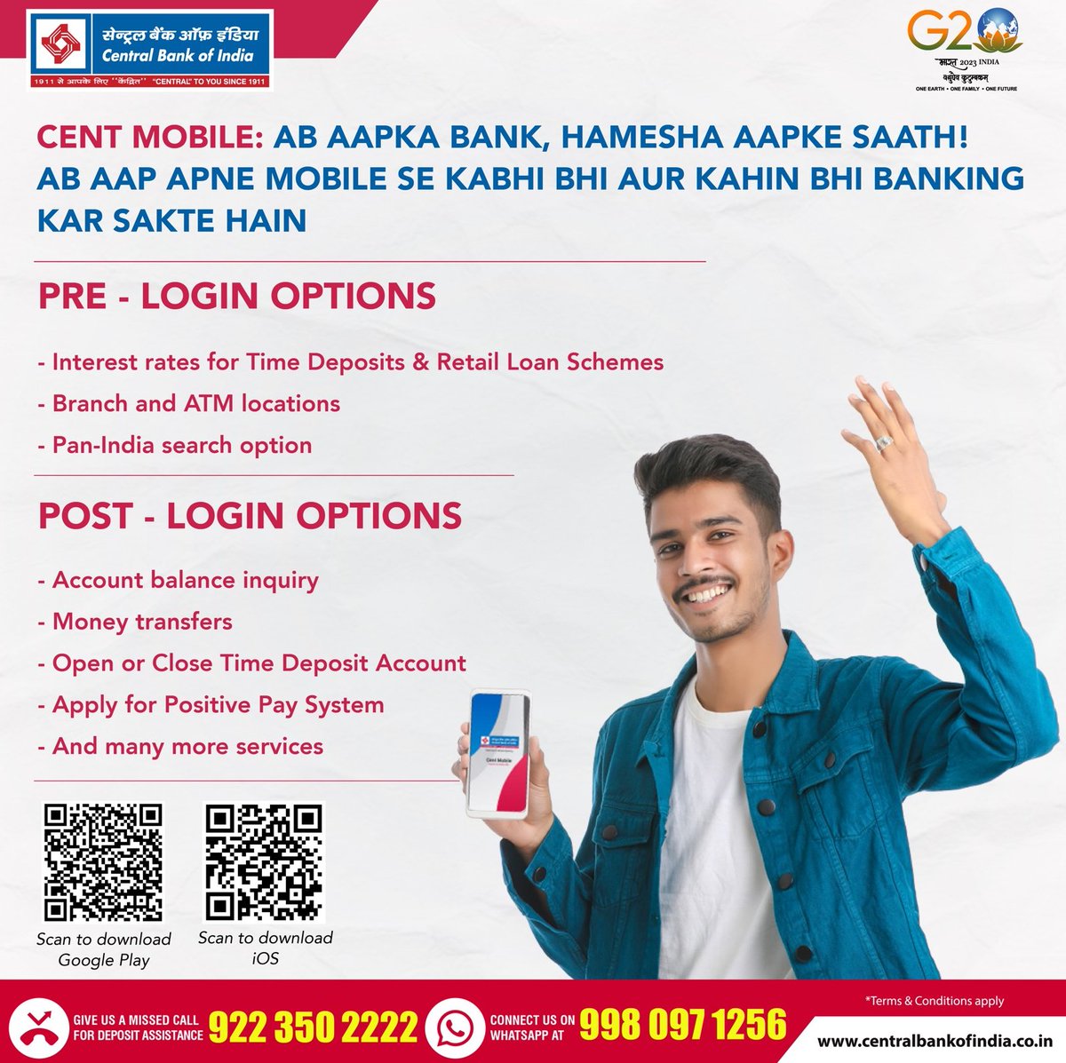 centralbank_in's tweet photo. Banking at Your Fingertips with Cent Mobile - Central Bank of India's Mobile Banking App!
#CentralBankOfIndia #CentMobile #CentralToYouSince1911 https://t.co/1kMGuNUXOy