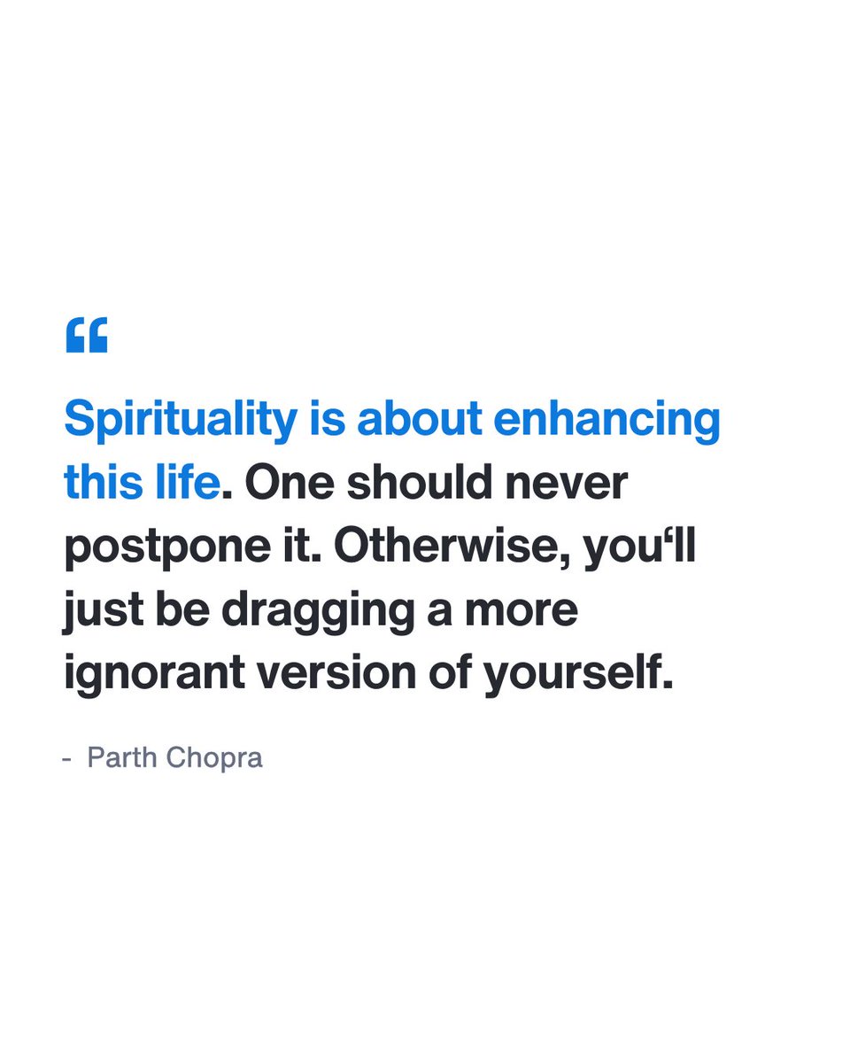 pchopra108's tweet photo. Spirituality is about enhancing this life. One should never postpone it. Otherwise, you‘ll just be dragging a more ignorant version of yourself.
#spirituality #proincarnation https://t.co/xeoY3zUGZe