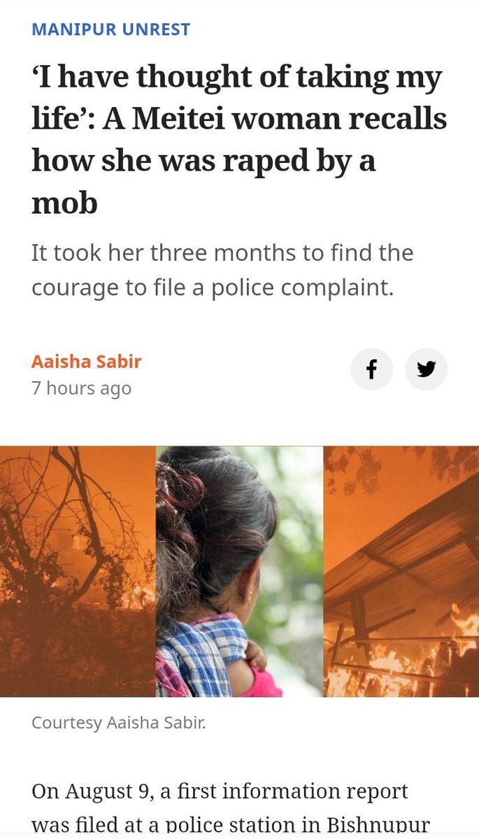 meiteiheritage's tweet photo. 🚨 Meitei Woman GANG RAPE update.

❗️FIR filed on August 9, no headway in the investigation. “I wanted justice and perpetrators to be punished but there has been a lull,” she pleads.

❗️In the cold-blooded kidnap and murder of #Justice4LinthoiNHemanjit only after the Pics became viral, the police and authorities swung into action and arrested the 6 accused.  

❗️We urge @manipur_police @CBIHeadquarters @NBirenSingh to act swiftly. These animals have no place in a civilized society.
Heart breaking to hear read this story on Scroll: https://t.co/jXzmjBSD9e

💔 "One by one, they put their hands inside my blouse, and molested me as I struggled to free myself. They touched me in my private parts,” she added, breaking down.

💔 Another group of 5-6 people approached, who spoke Kuki language. “I thought maybe they would save me, but they too, were perpetrators,” she added.

“They pinned me to the ground and hurt me in every way possible,” she said. She screamed for help and heard her voice die down on the isolated road, she remembers, before she lost consciousness.

#ManipurFightsBack 
#ZRAXposed 

@NBirenSingh @BDUTT @imosingh @AmitShahOffice  @IndEditorsGuild  @sardesairajdeep  @IndiaToday @IndiaTodayNE @afridahussai @timesofindia @IndianExpress @HindustanTimes @htTweets @EconomicTimes @republic @TimesNow @ndtv @ZeeNews @WIONews @EastMojo @ABPNews @CNNnews18 @BBCIndia @thewire_in @TheQuint @IndiaTodayNE @dhruv_rathee 
@indiatvnews @newslaundry 
@PTI_News @ANI @LicypriyaK 
@DivyaSoti @VeteranLNSingh @ShefVaidya @HinduAmericans  @AskAnshul @PrinceArihan @AbhijitChavda @RajatSethi86
