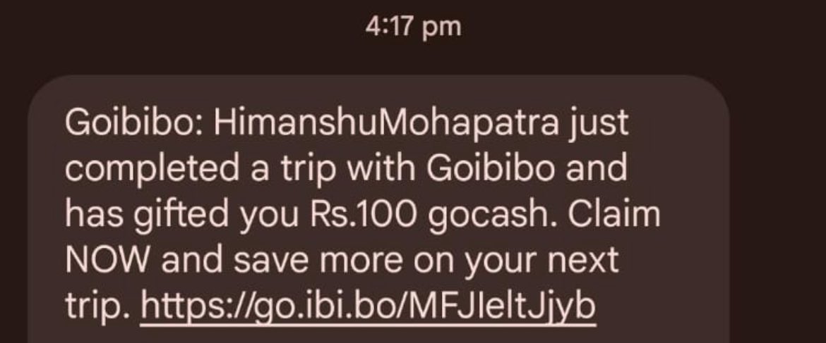 hmohapatra1's tweet photo. @GoibiboSupport  
In the last few days I am seeing my ride details being shared with other friends and other’s with me like below. Like below . Is goibibo allowed to do this? https://t.co/XGD5PHyObq