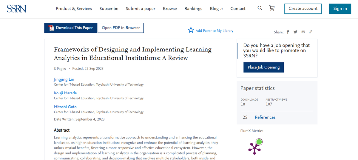 linjingjing's tweet photo. I have done some research to support my university's learning analytics initiative, the results of which are at SSRN: https://t.co/8oh92NxVcB
https://t.co/jz8RSPxk2Q
The first paper was recently listed on SSRN's Top Ten download list for: AARN: Schools(Topic).
#analytics #BigData https://t.co/ijLEBvwuPP