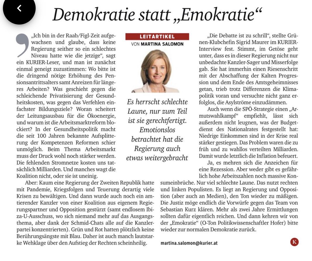 Und dem wäre - wie so oft - nichts hinzuzufügen. Danke für angenehmen Realismus an Martina Salomon.