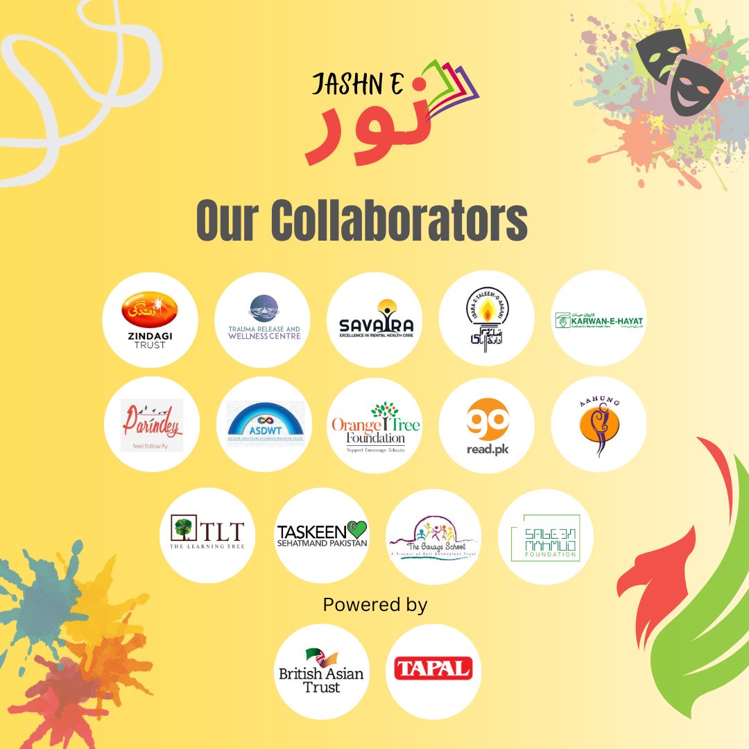 Proud Collaborators 🤝
We're thrilled to partner with esteemed organizations to make 'Jashn e Nur' even more impactful. Together, we're celebrating mental wellness and advocating for human rights. Join us in this inspiring journey! 🌈 #Collaborators #JashneNur
