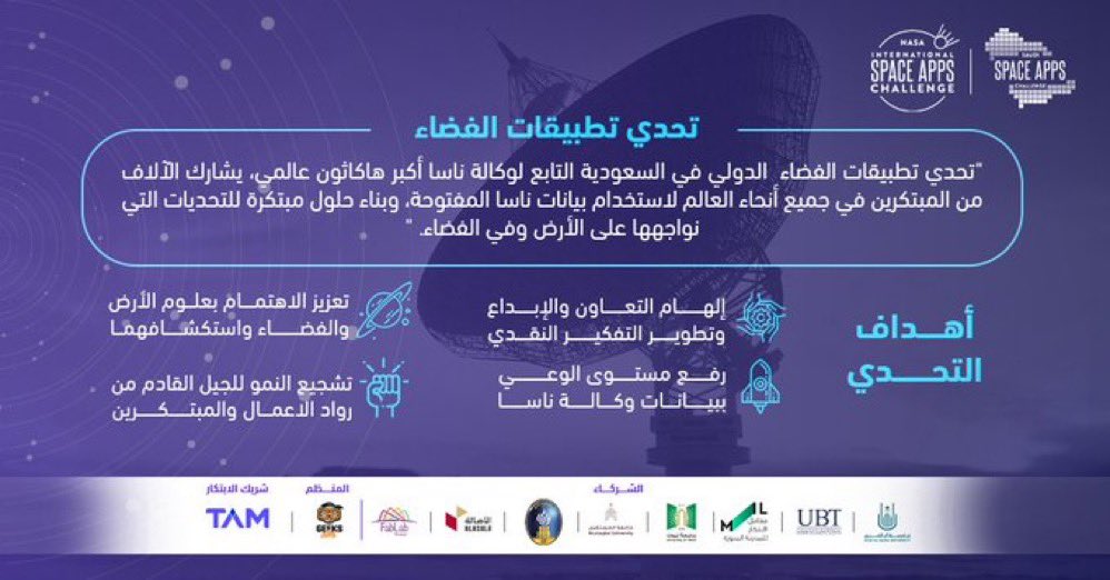بدعوة كريمة سُعدت بالمشاركة كمحكم ومشرف على مشاريع #تحدي_تطبيقات_الفضاء التابع لوكالة الفضاء الدولية ناسا #NASA بالتعاون مع هيئة الإتصالات والفضاء والتقنية <a href="/CST_KSA/">هيئة الاتصالات والفضاء والتقنية</a> 

شكراً جزيلاً لجميع المنظمين و للجهة المستضيفه <a href="/AlasalaedU/">Alasala | الأصالة</a> ، وبالتوفيق للمشاريع المتأهلة للعالمية وجميع المشاركين