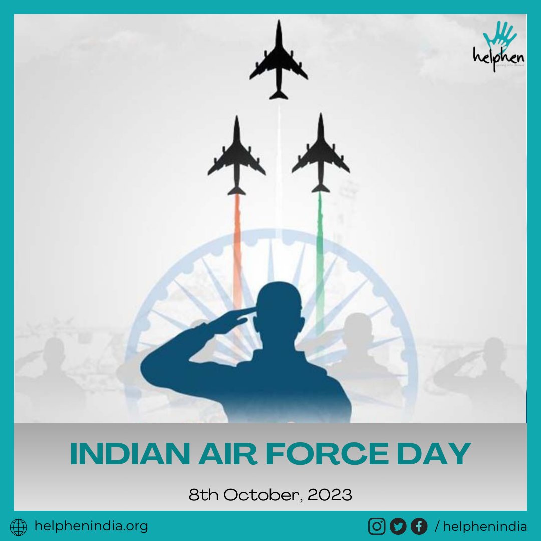 HelphenIndia's tweet photo. The #IndianAirForce, formed in 1932, safeguards our skies, contributes to peace, and executes vital #missions like #OperationVijay. On their 91st anniversary, let's #salute these real #heroes for their unwavering courage as they celebrate with an air show in Prayagraj. https://t.co/zL0H13Y8uL