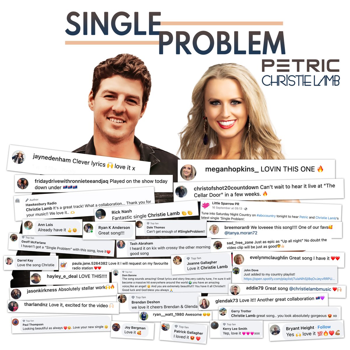 christielambmus's tweet photo. A big thanks to Aussie Country Radio and everyone who has downloaded, streamed and added my new single #SingleProblem with @petricmusic to their playlists 💿🎶
So thankful for all the spins and messages of love and support 💕
#ChristieLamb #RadioRelease #CrankItUp #Grateful https://t.co/xOcaw64Lk2